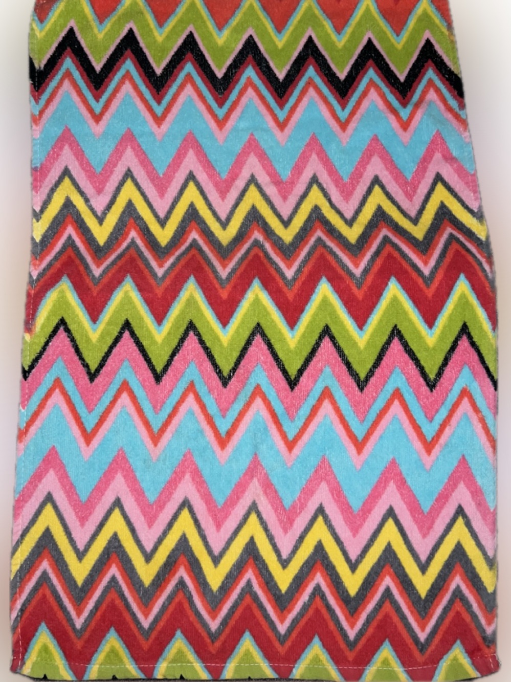 🔴Bright Multicolor Chevron Kitchen Hand Towel Oui By French Bull 26” x 16”
